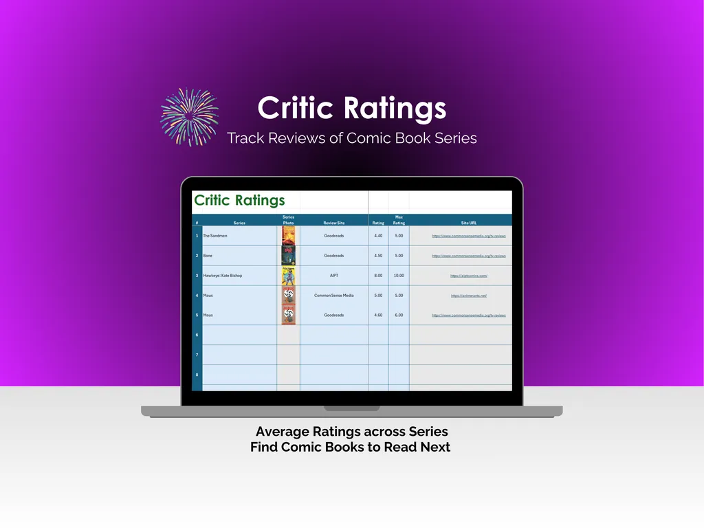 Comic Book Tracker - Excel - Critic Ratings