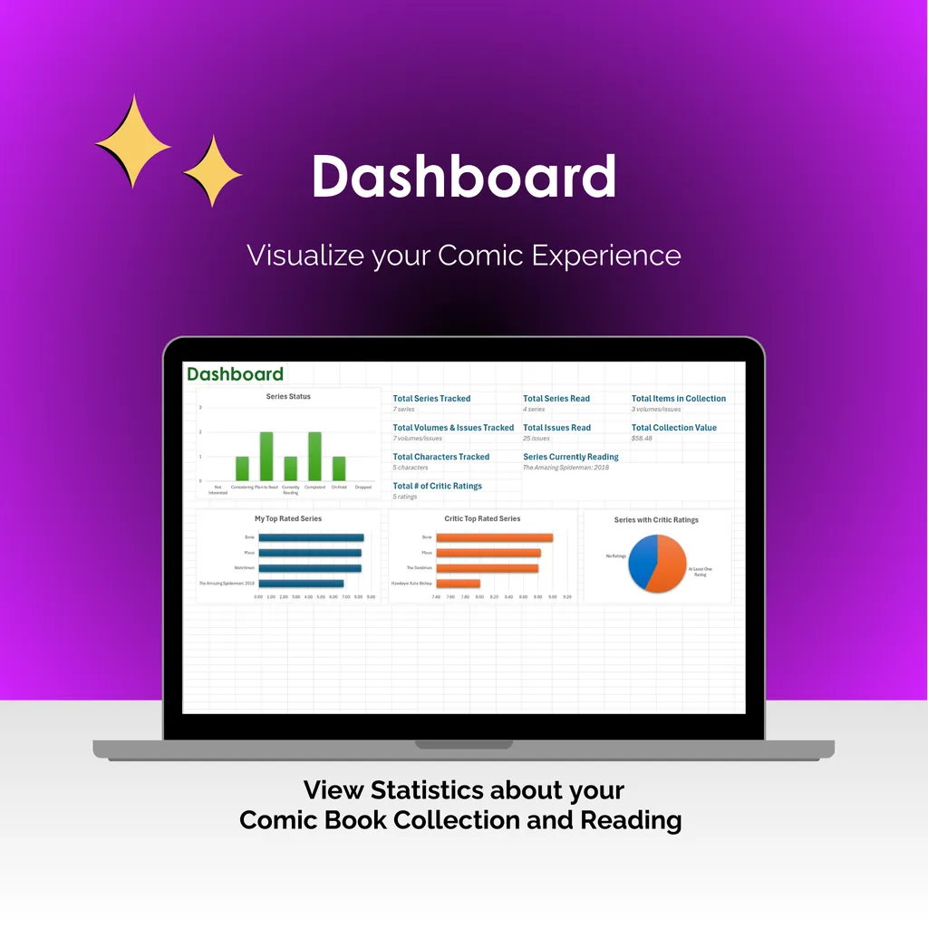 Comic Book Tracker - Excel - Dashboard