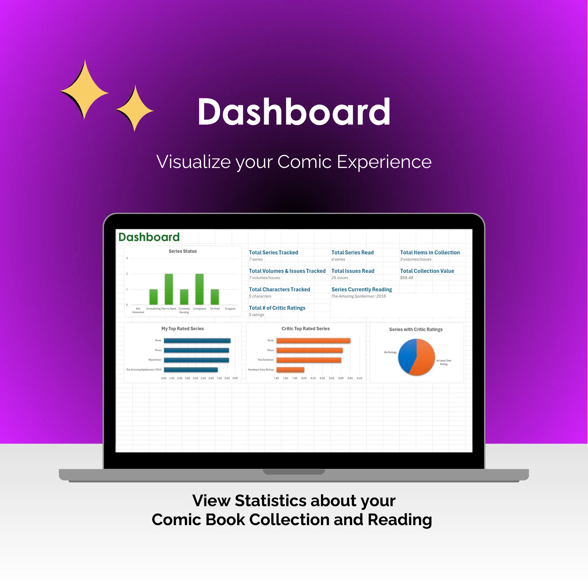 Comic Book Tracker - Excel - Dashboard
