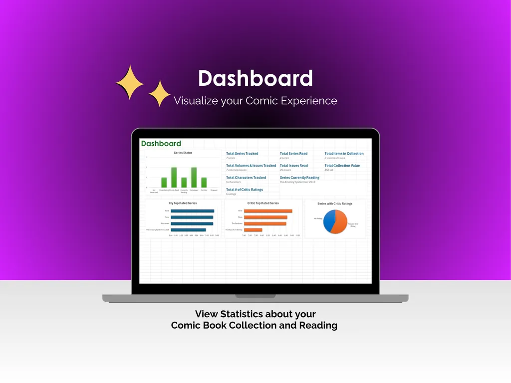 Comic Book Tracker - Excel - Dashboard