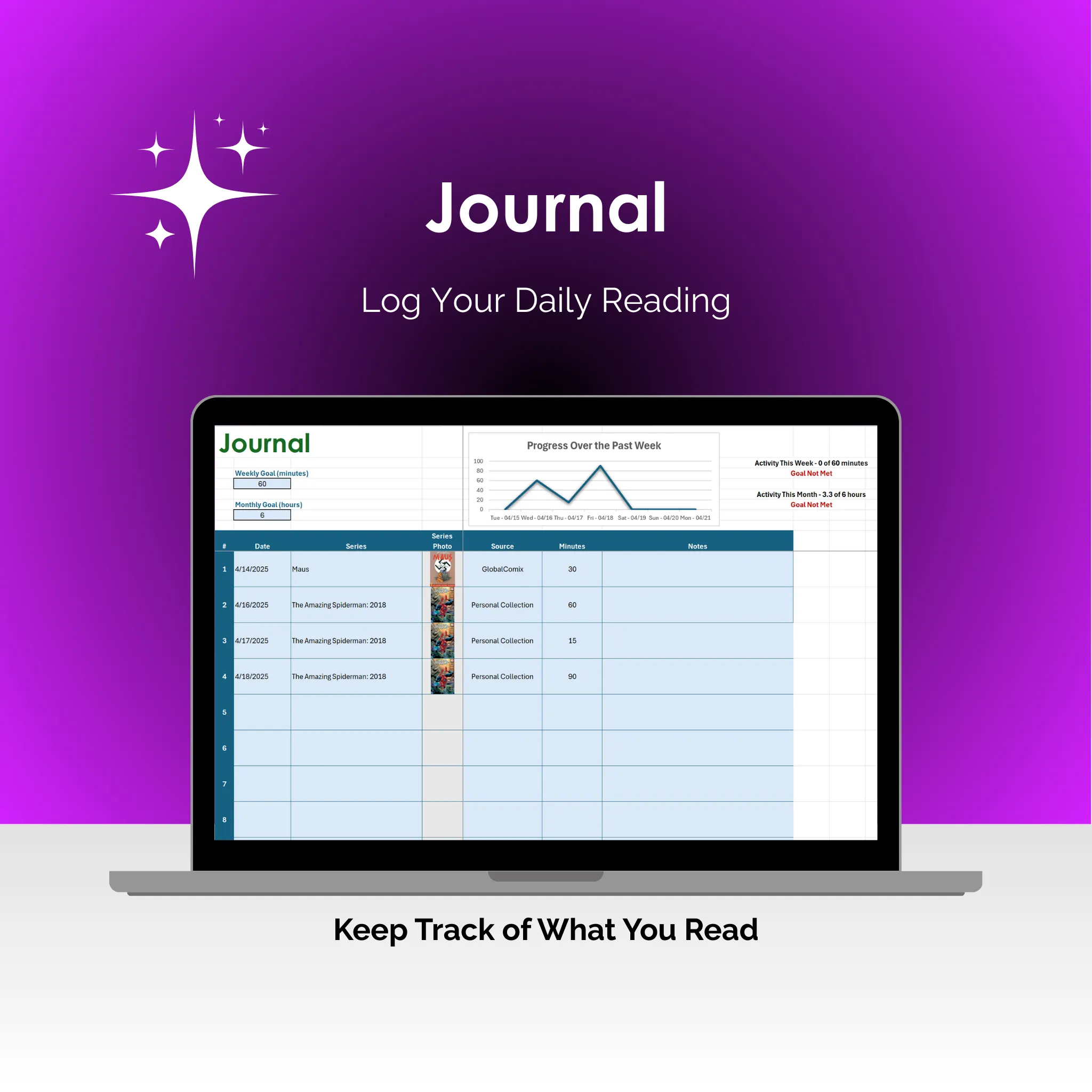 Comic Book Tracker - Excel - Journal 