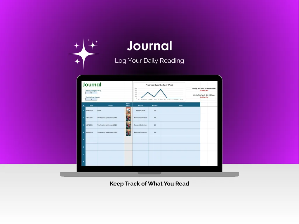 Comic Book Tracker - Excel - Journal 