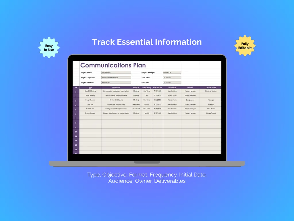 Communications Plan - Excel - Plan
