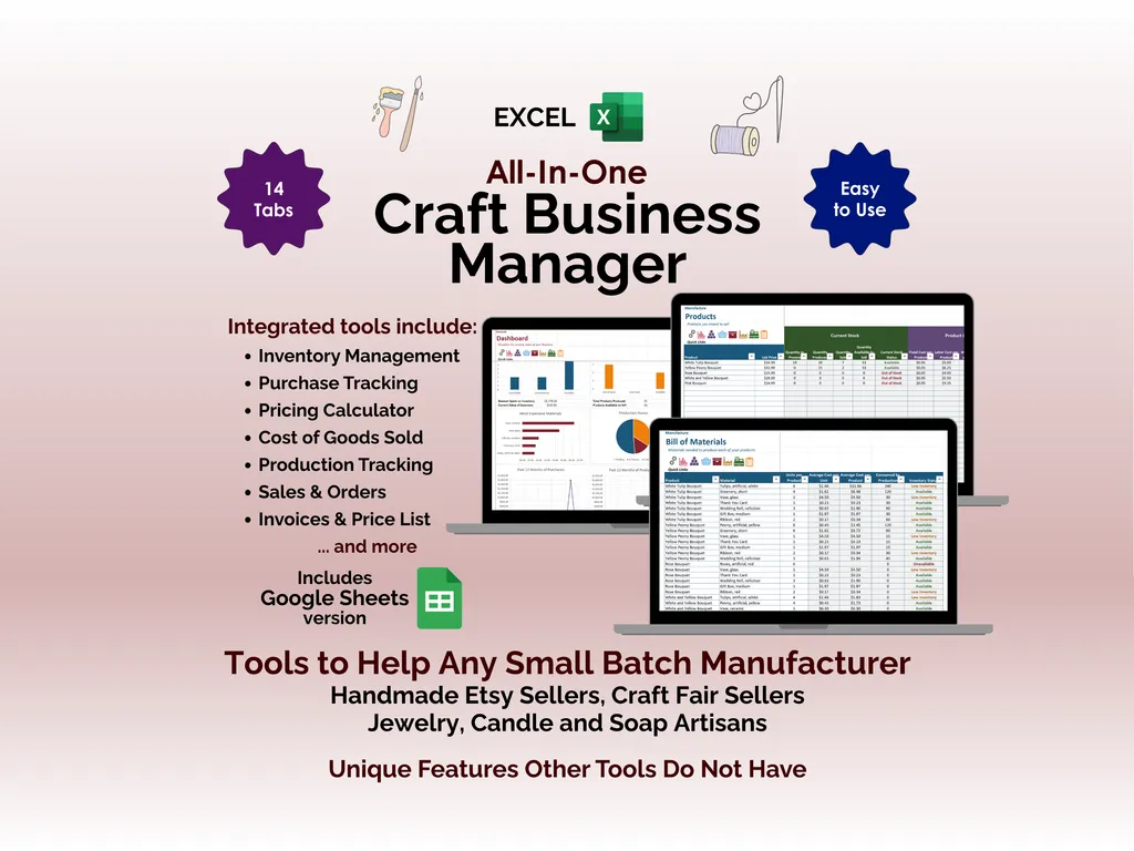 Craft Business Manager - Excel - Tools to help any Craft business