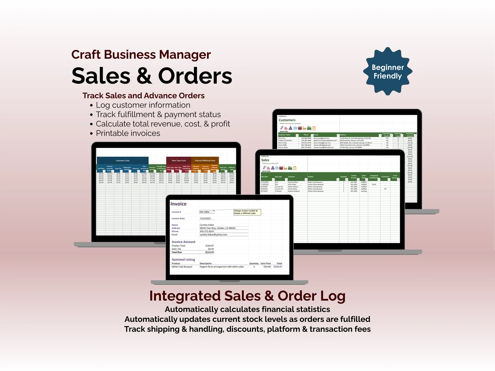 Craft Business Manager - Excel - Sales and Orders