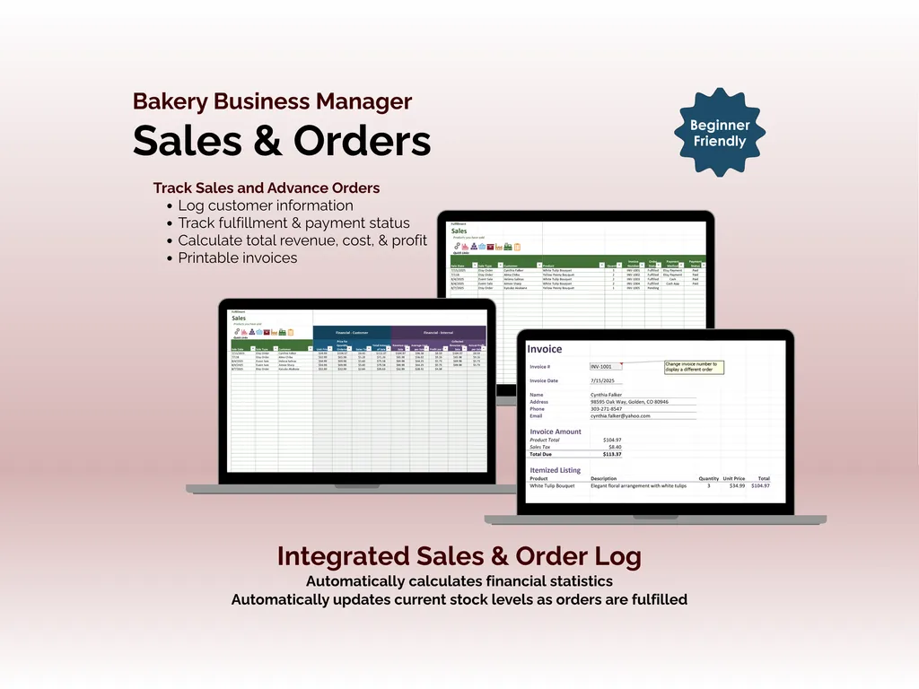 Craft Business Manager - Excel - Sales and Orders