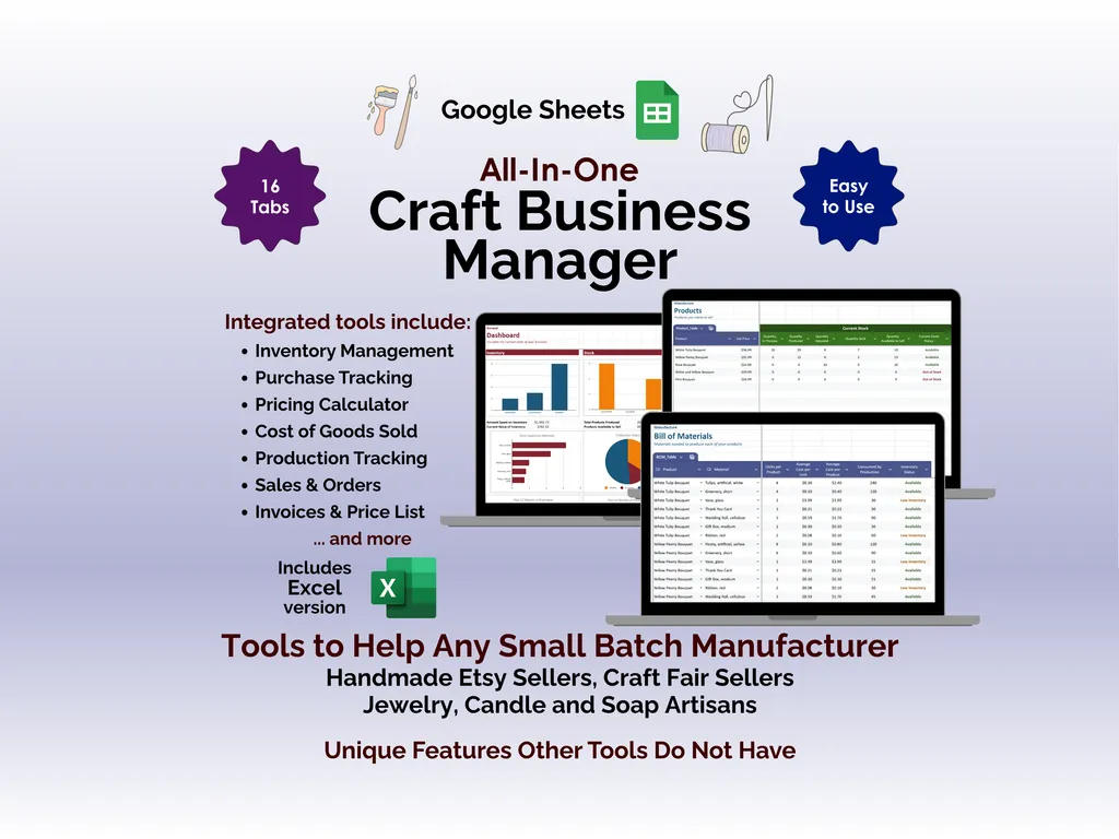 Craft Business Manager - Sheets - Tools to help any Craft business