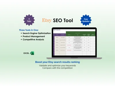 Etsy SEO Tool - Excel - Search Engine Optimization, Title & Tag Validation