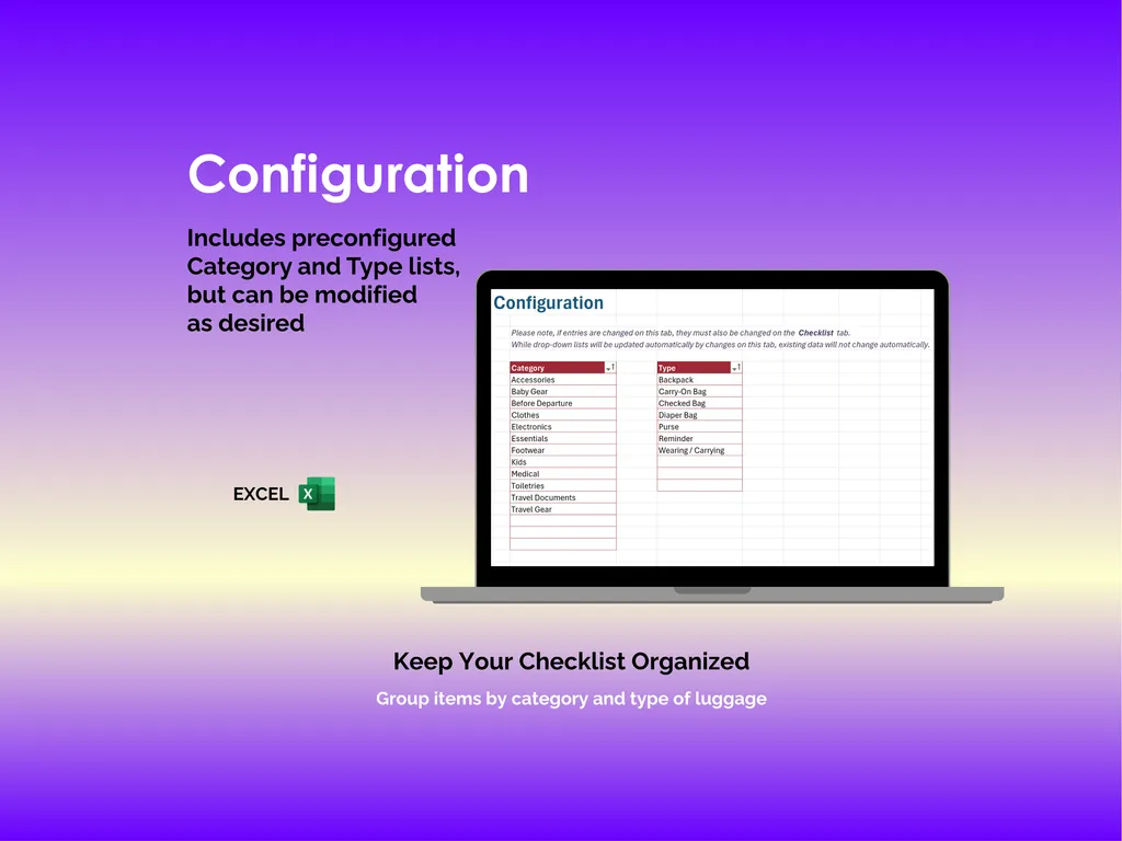 Family Vacation Checklist - Excel - Fully Editable - Make Your Own