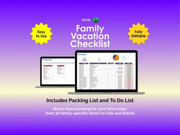 Family Vacation Checklist - Excel