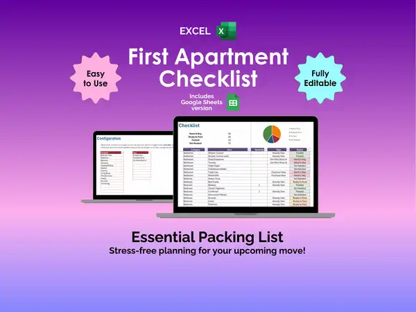 First Apartment Checklist - Excel
