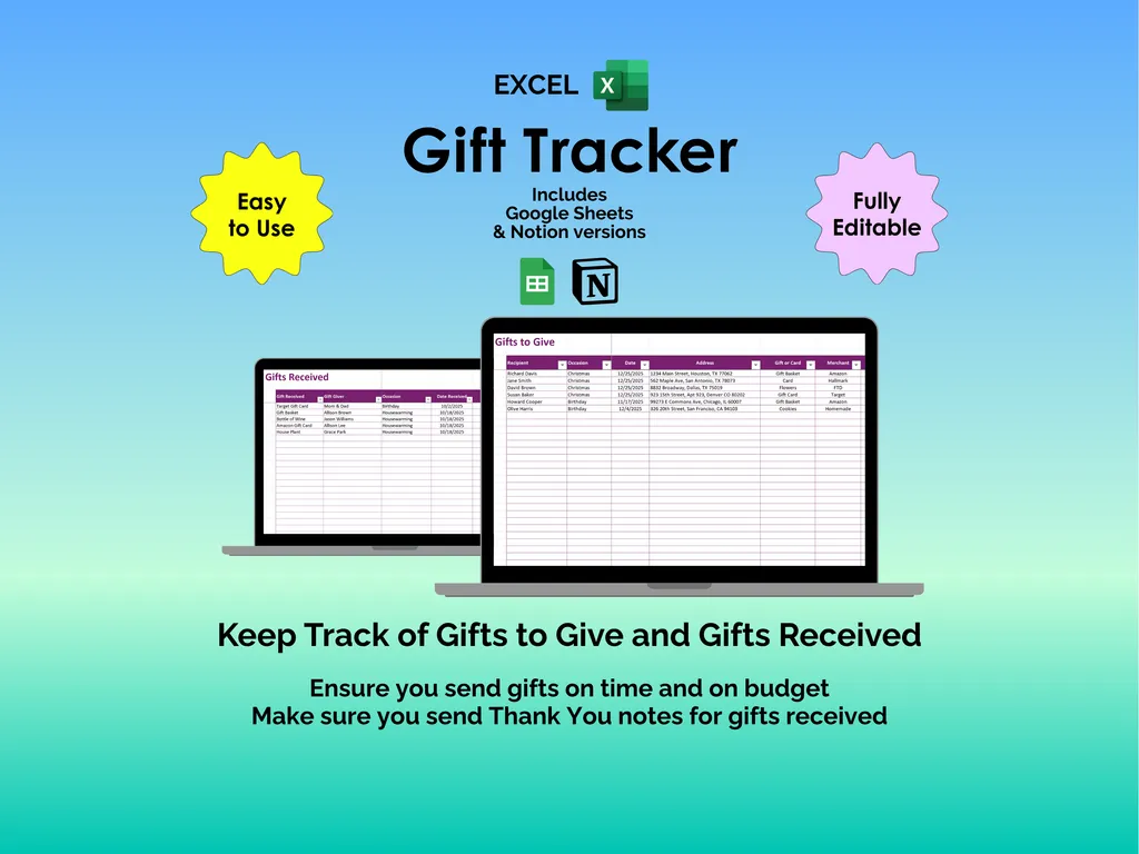Gift Tracker - Excel