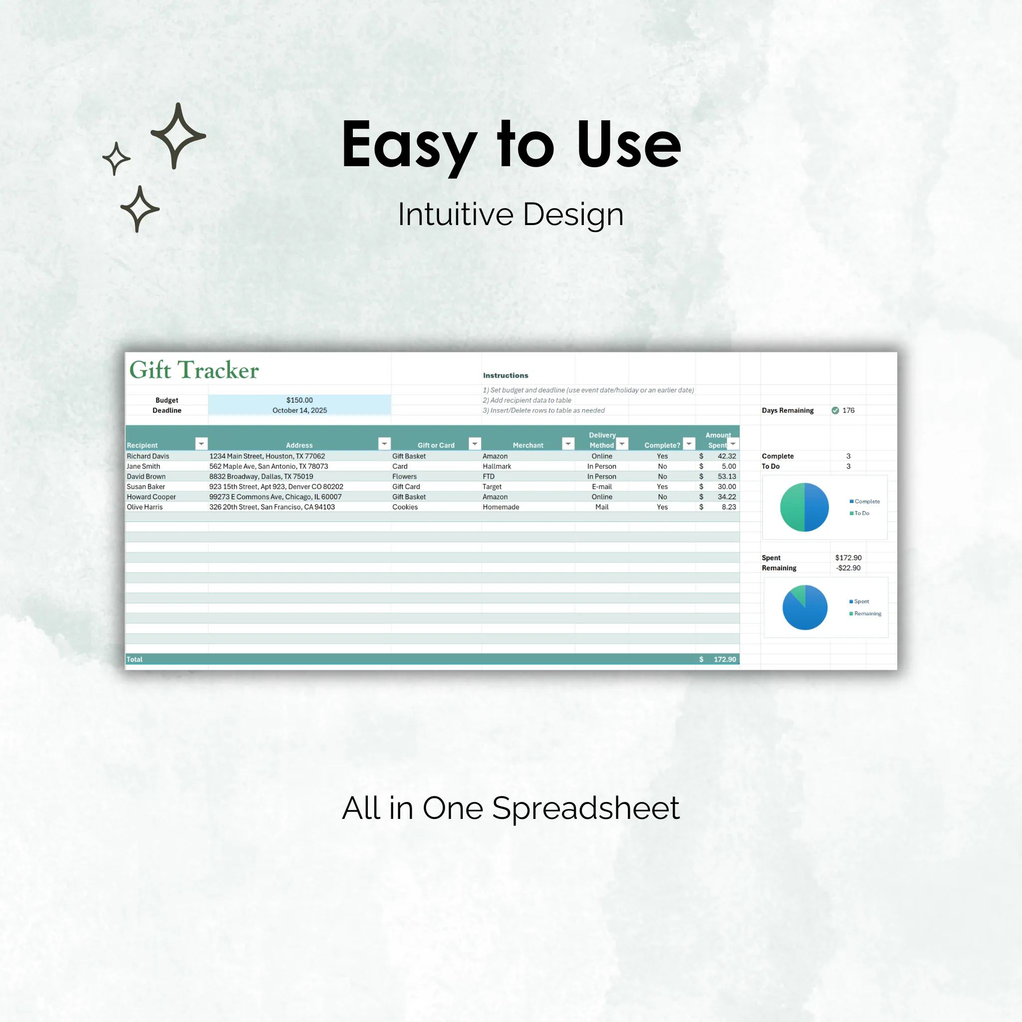 Gift Tracker - Excel - Overall