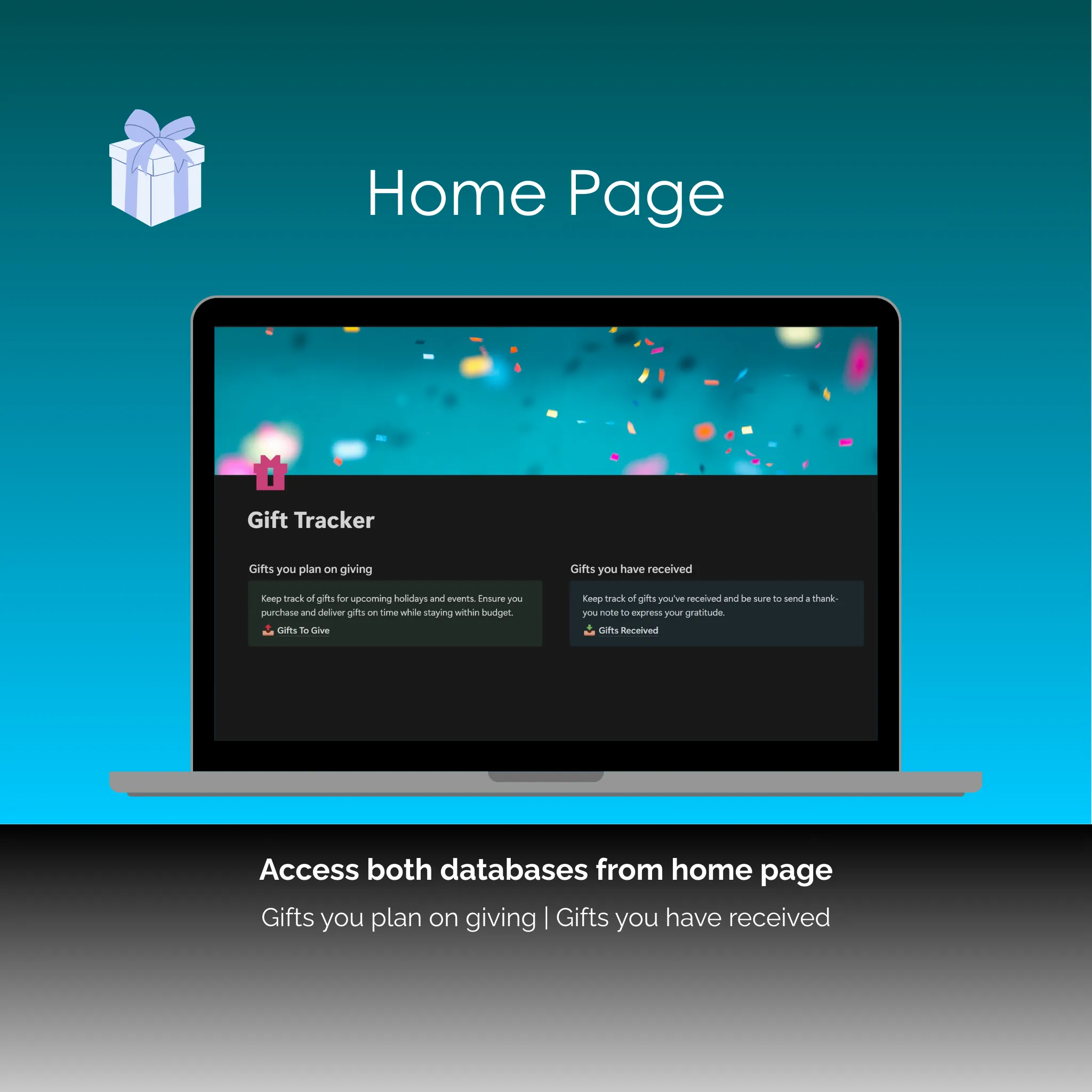 Gift Tracker - Notion - Home Page