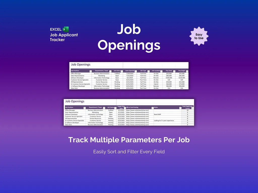 Job Applicant Tracker - Excel - Jobs