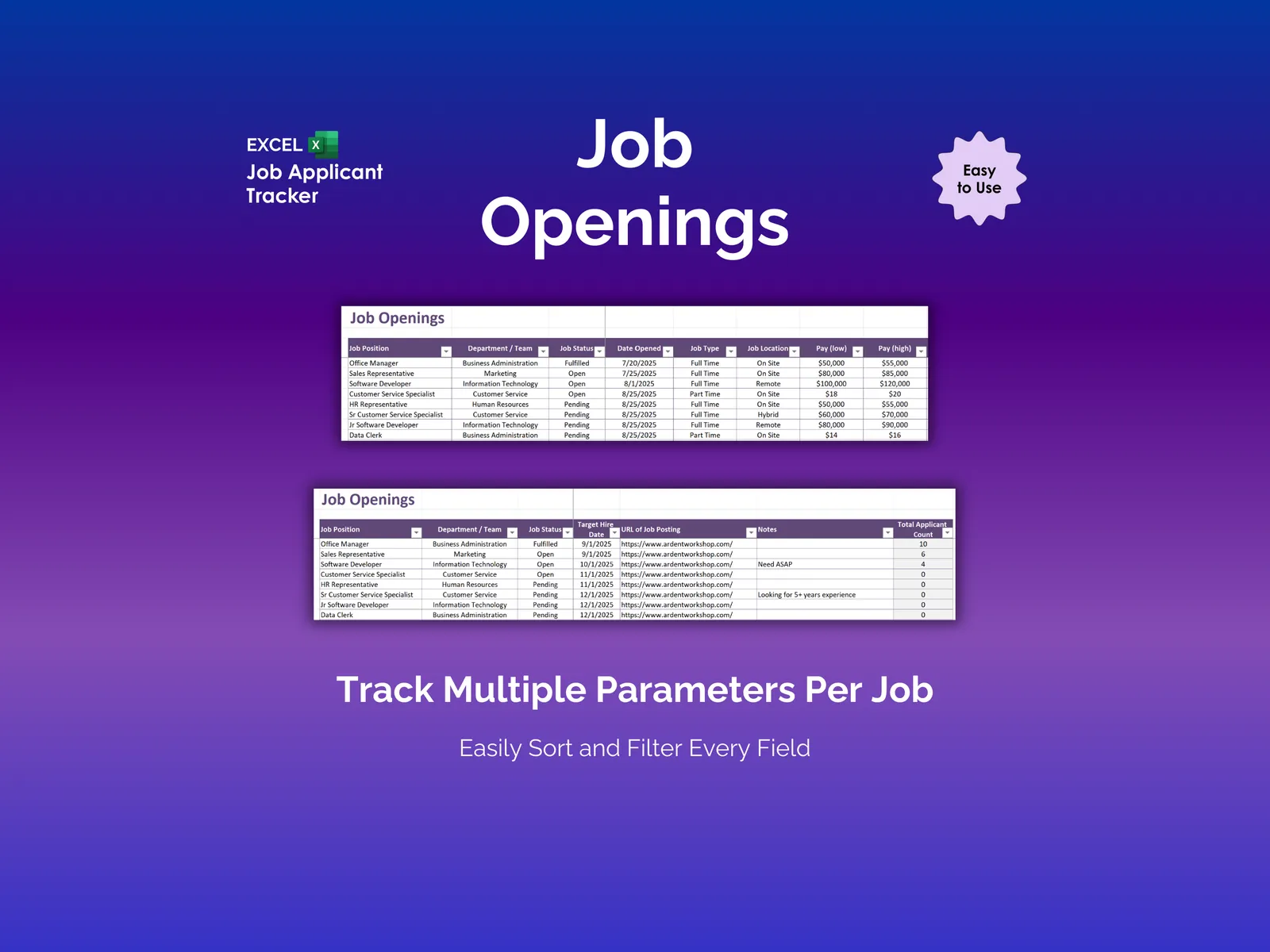 Job Applicant Tracker - Excel - Jobs