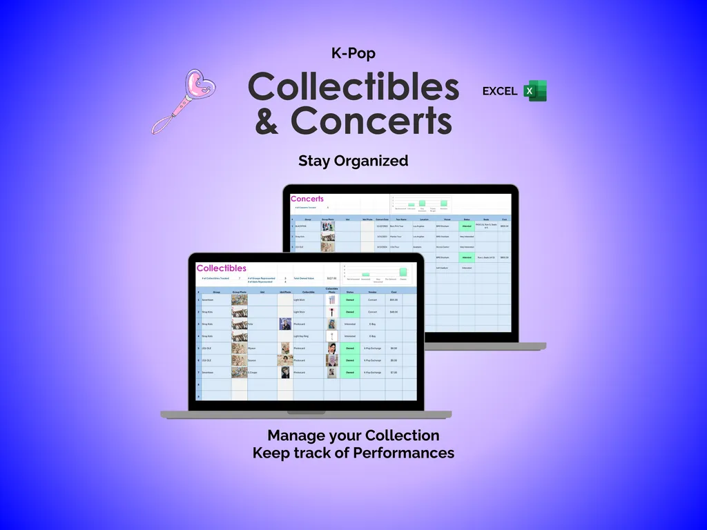 K-Pop Tracker - Excel - Collectibles and Concerts