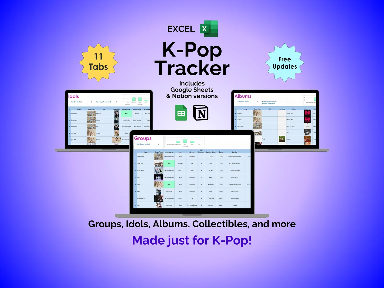 K-Pop Tracker - Excel - Made Just for K-Pop