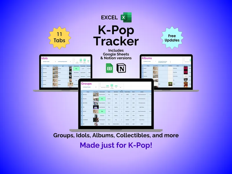 K-Pop Tracker - Excel - Made Just for K-Pop