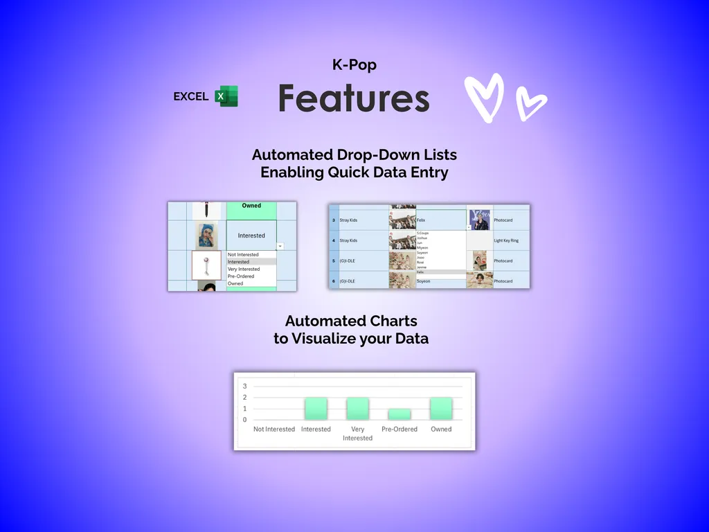 K-Pop Tracker - Excel - Features