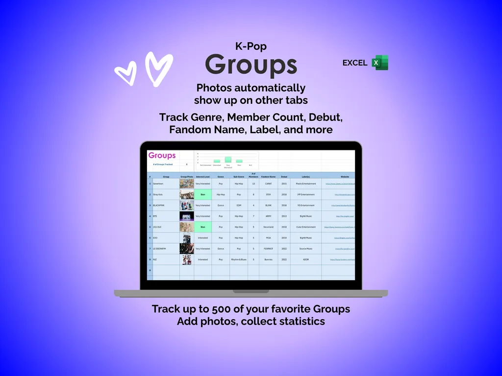 K-Pop Tracker - Excel - Groups