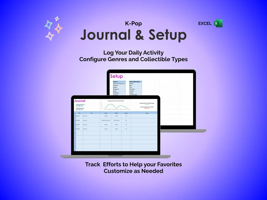 K-Pop Tracker - Excel - Journal and Setup