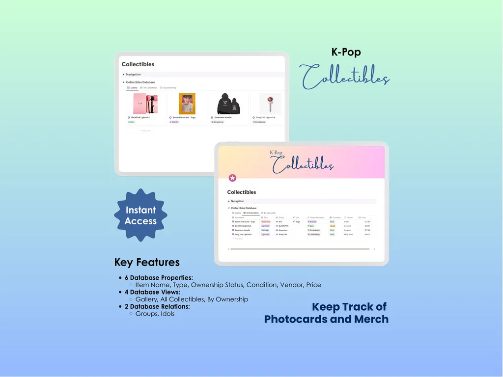 K-Pop Tracker - Notion - Collectibles