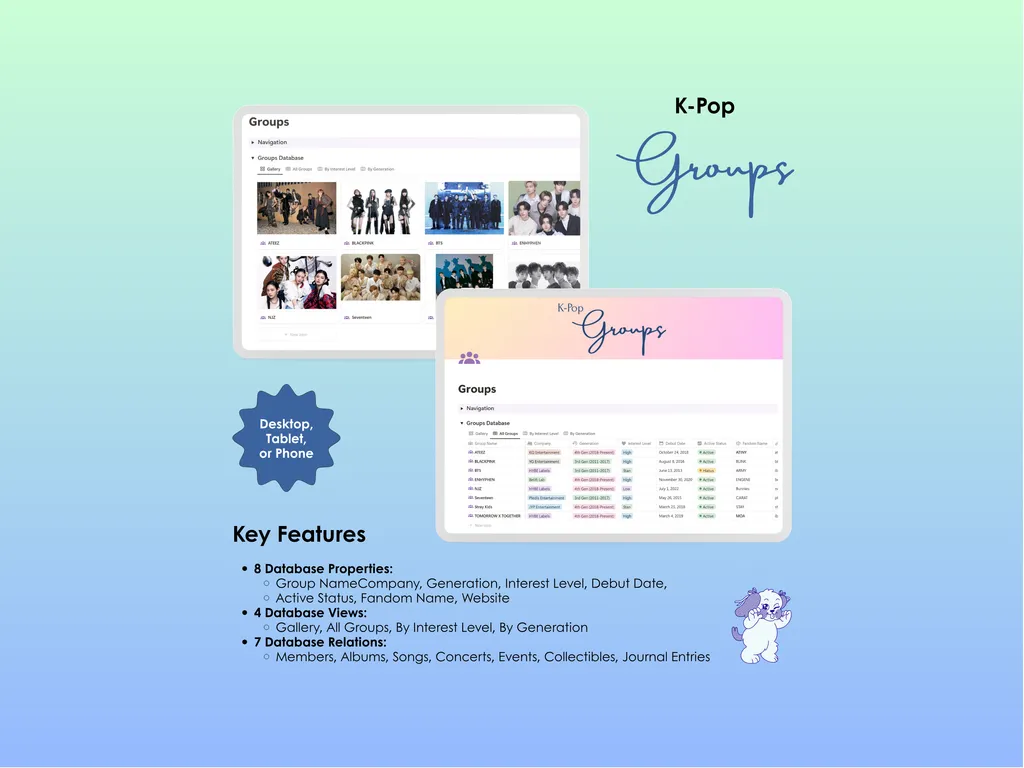 K-Pop Tracker - Notion - Groups