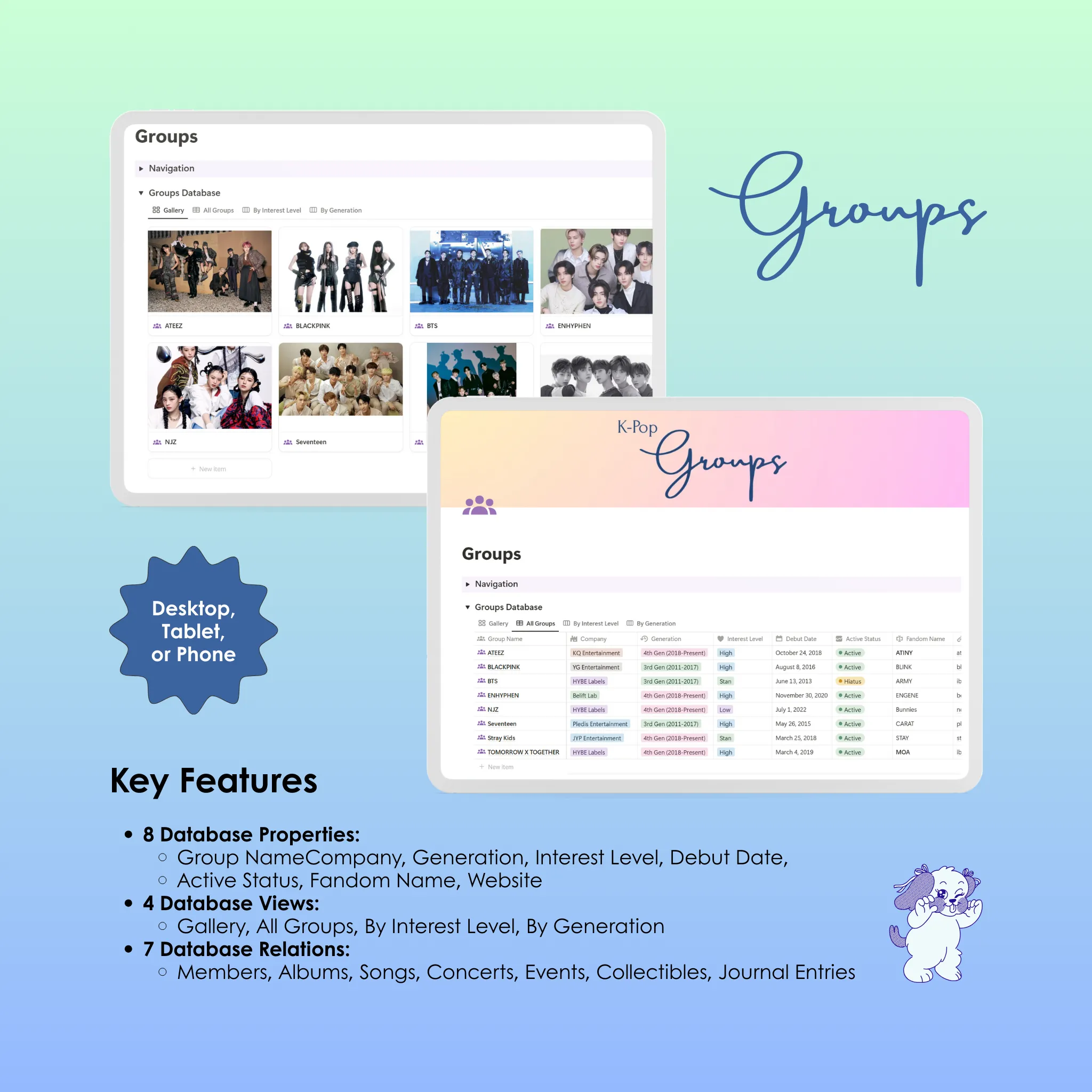 K-Pop Tracker - Notion - Groups