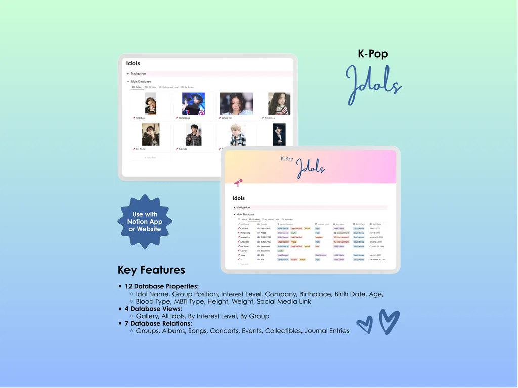K-Pop Tracker - Notion - Idols