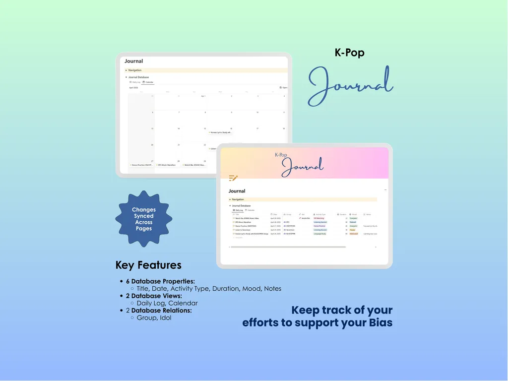 K-Pop Tracker - Notion - Journal