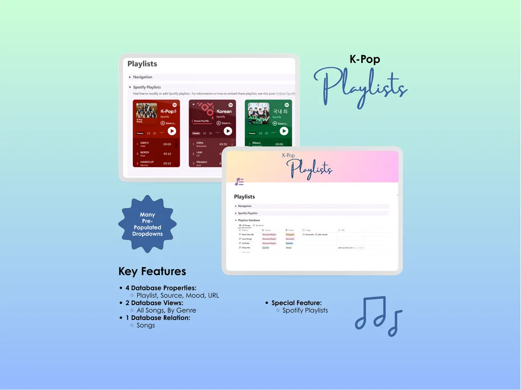 K-Pop Tracker - Notion - Playlists