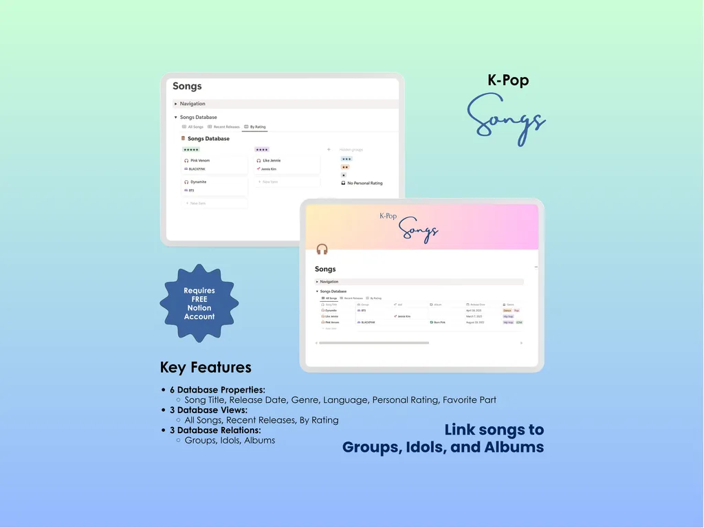 K-Pop Tracker - Notion - Songs