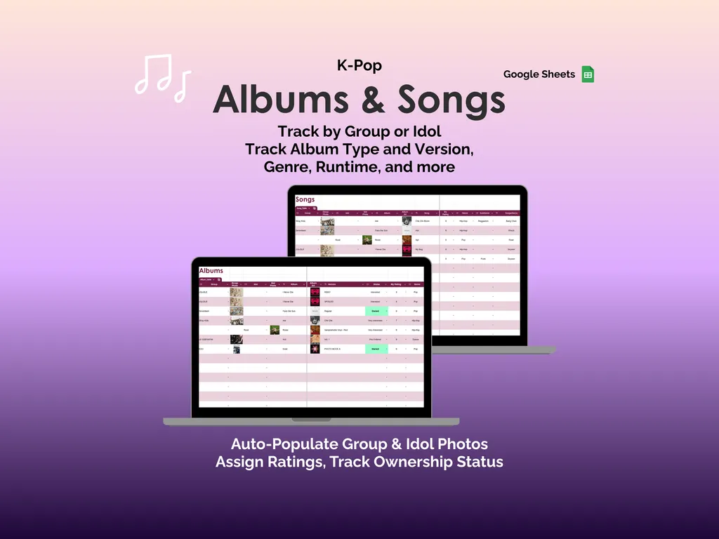 K-Pop Tracker - Sheets - Albums and Songs