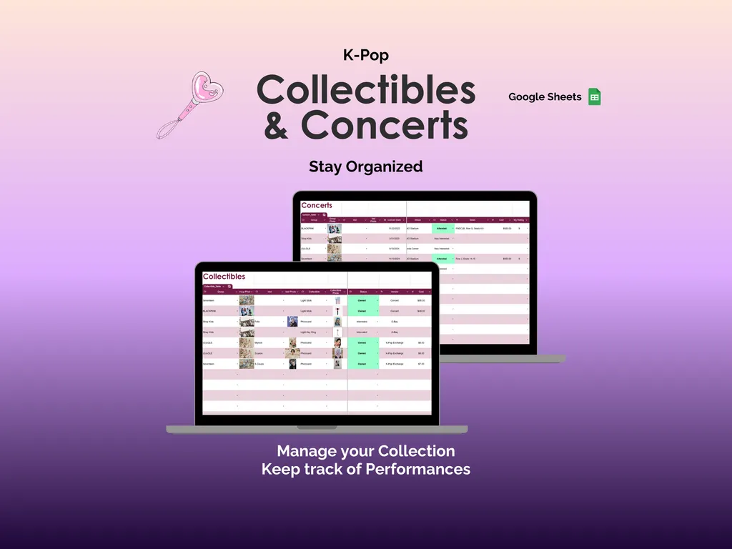 K-Pop Tracker - Sheets - Collectibles and Concerts