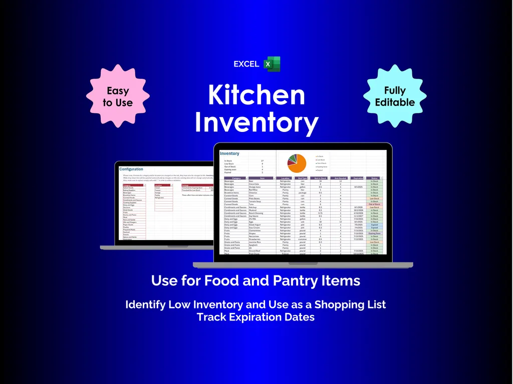 Kitchen Inventory - Excel - Track Food and Pantry Items