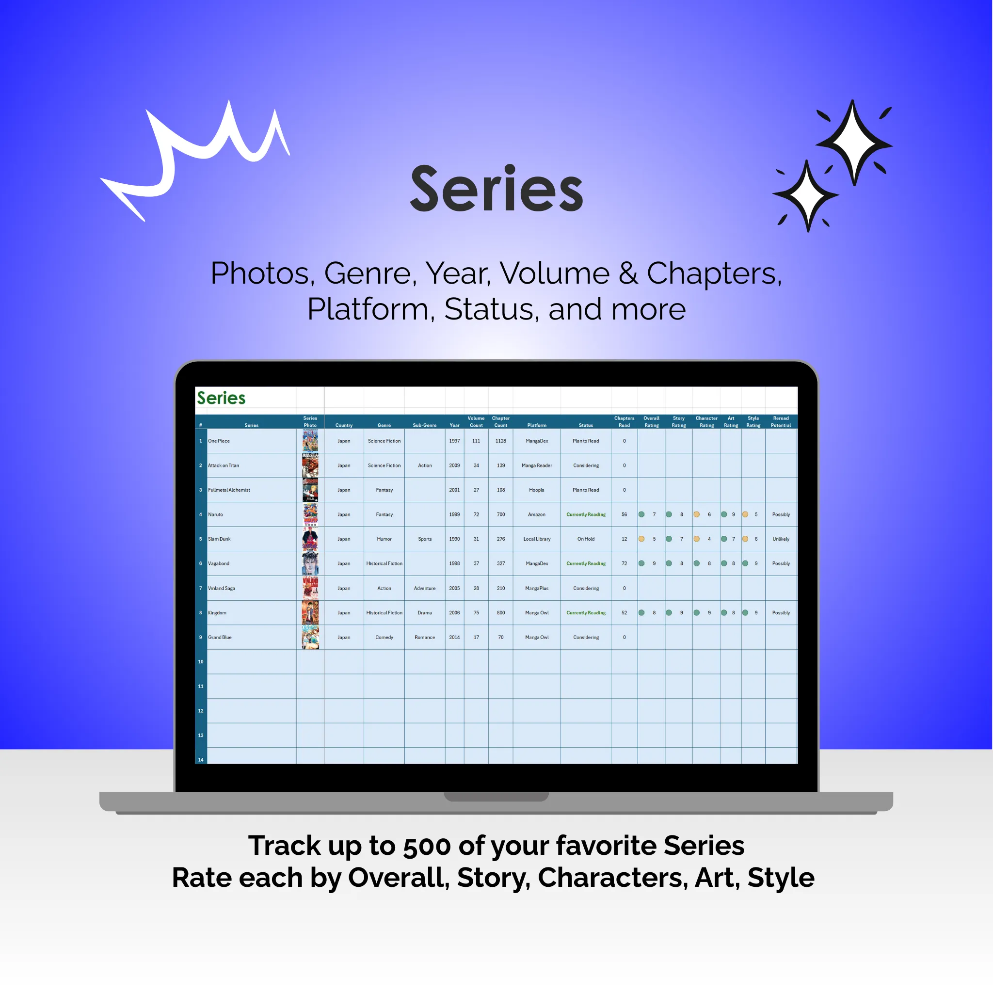 Manga Tracker - Excel - Series