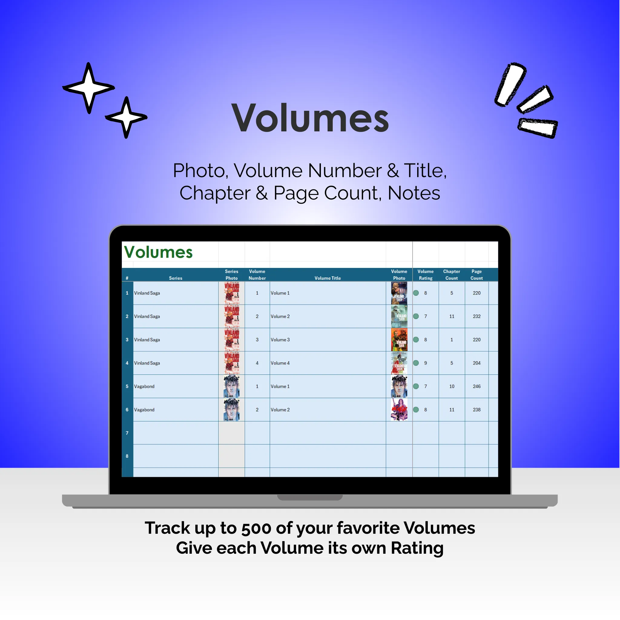 Manga Tracker - Excel - Volumes