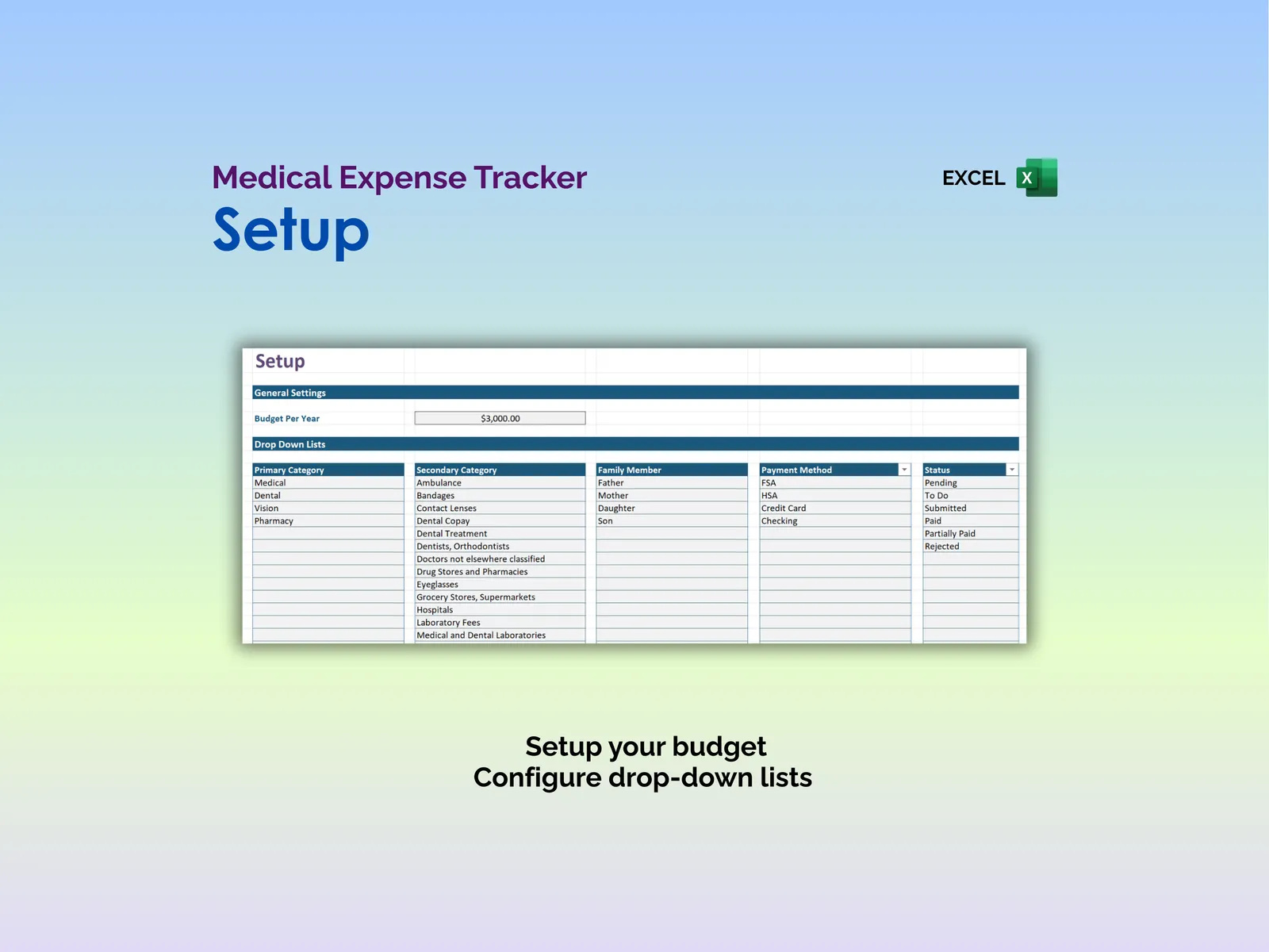 Medical Expense Tracker - Excel - Setup