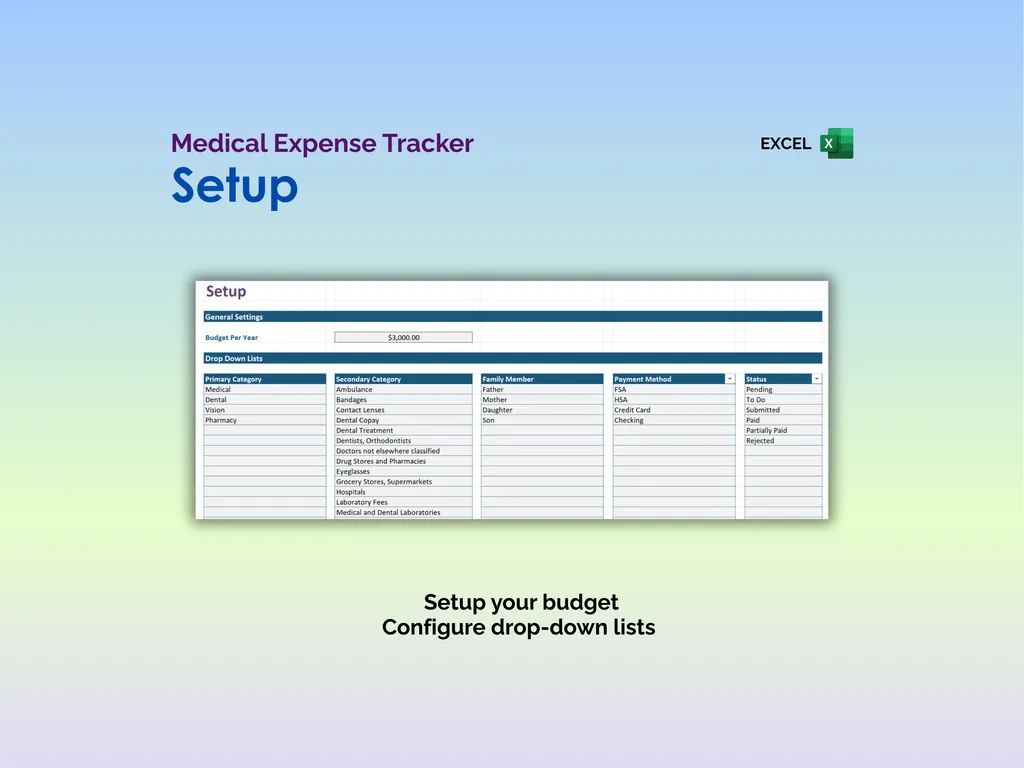 Medical Expense Tracker - Excel - Setup