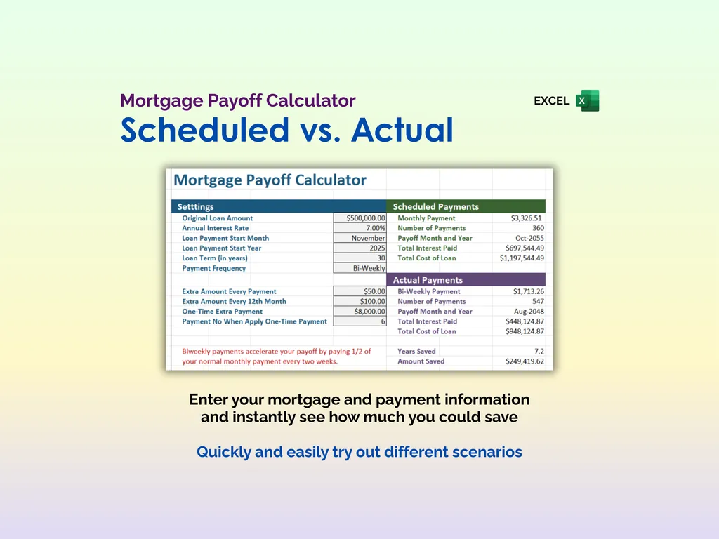 Mortgage Payoff Tracker - Excel - Data