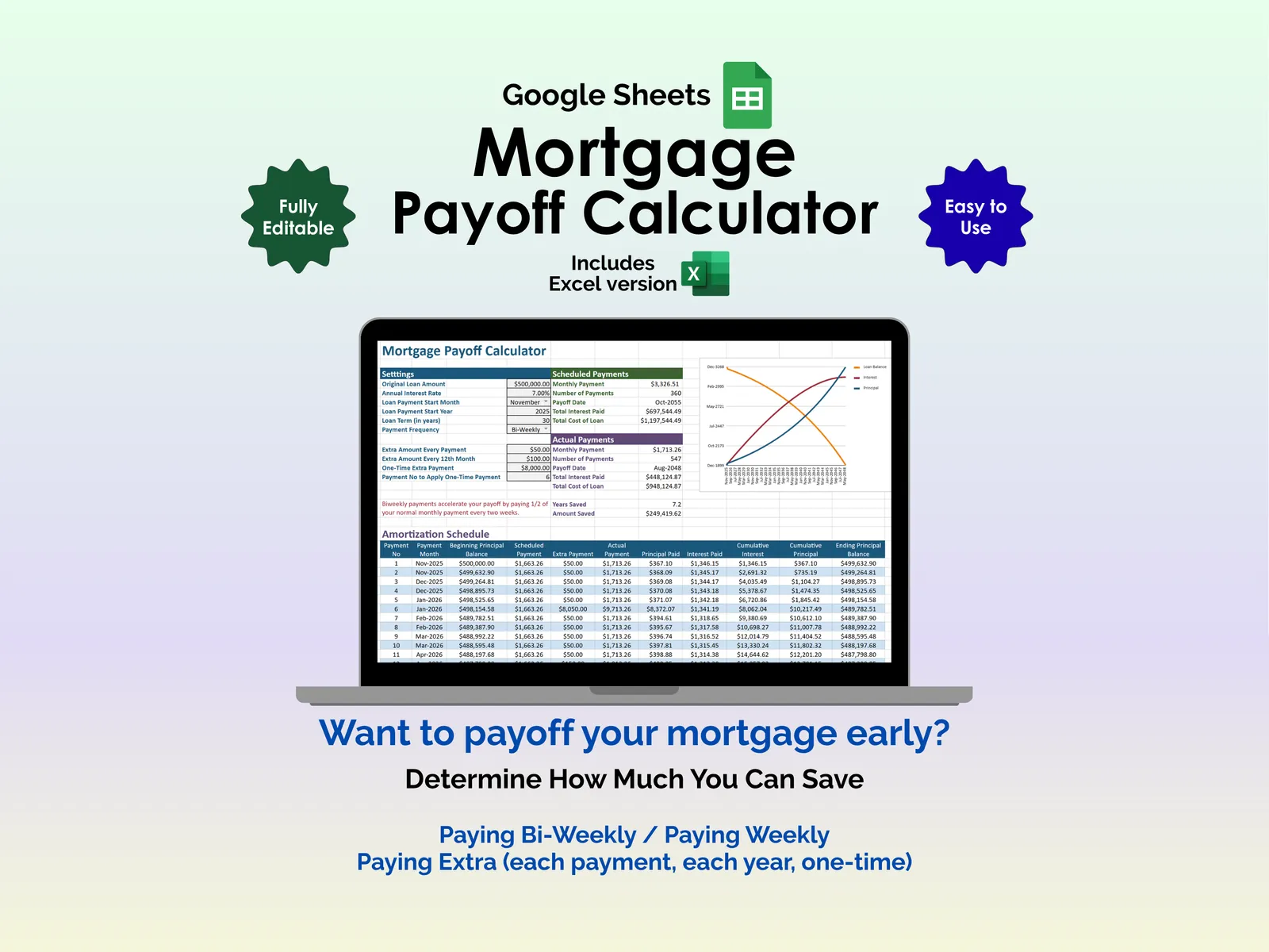 Mortgage Payoff Tracker - Sheets