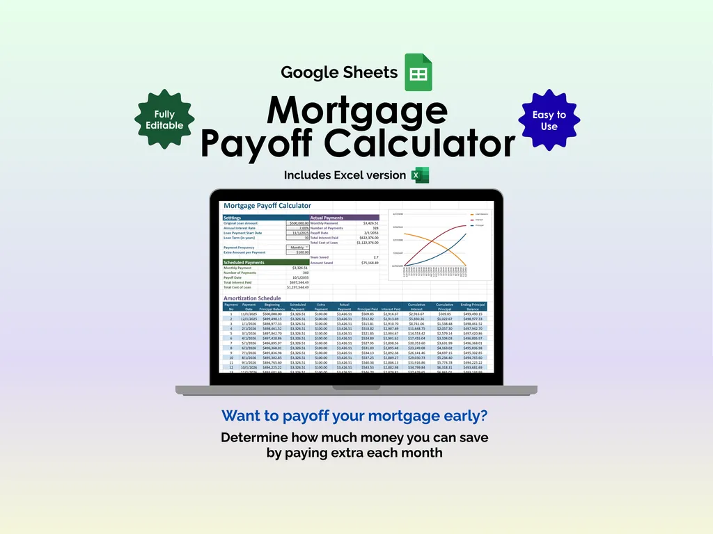 Mortgage Payoff Tracker - Sheets