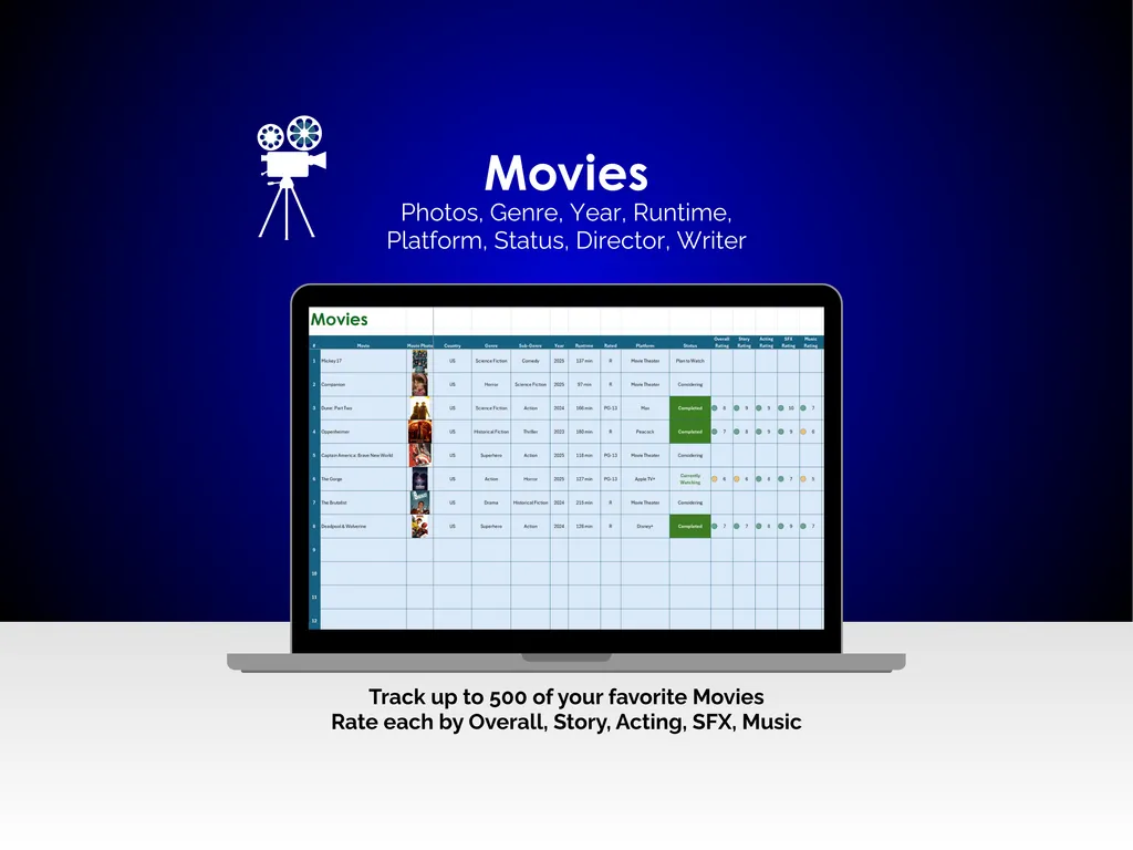 Movie Tracker - Excel - Movies