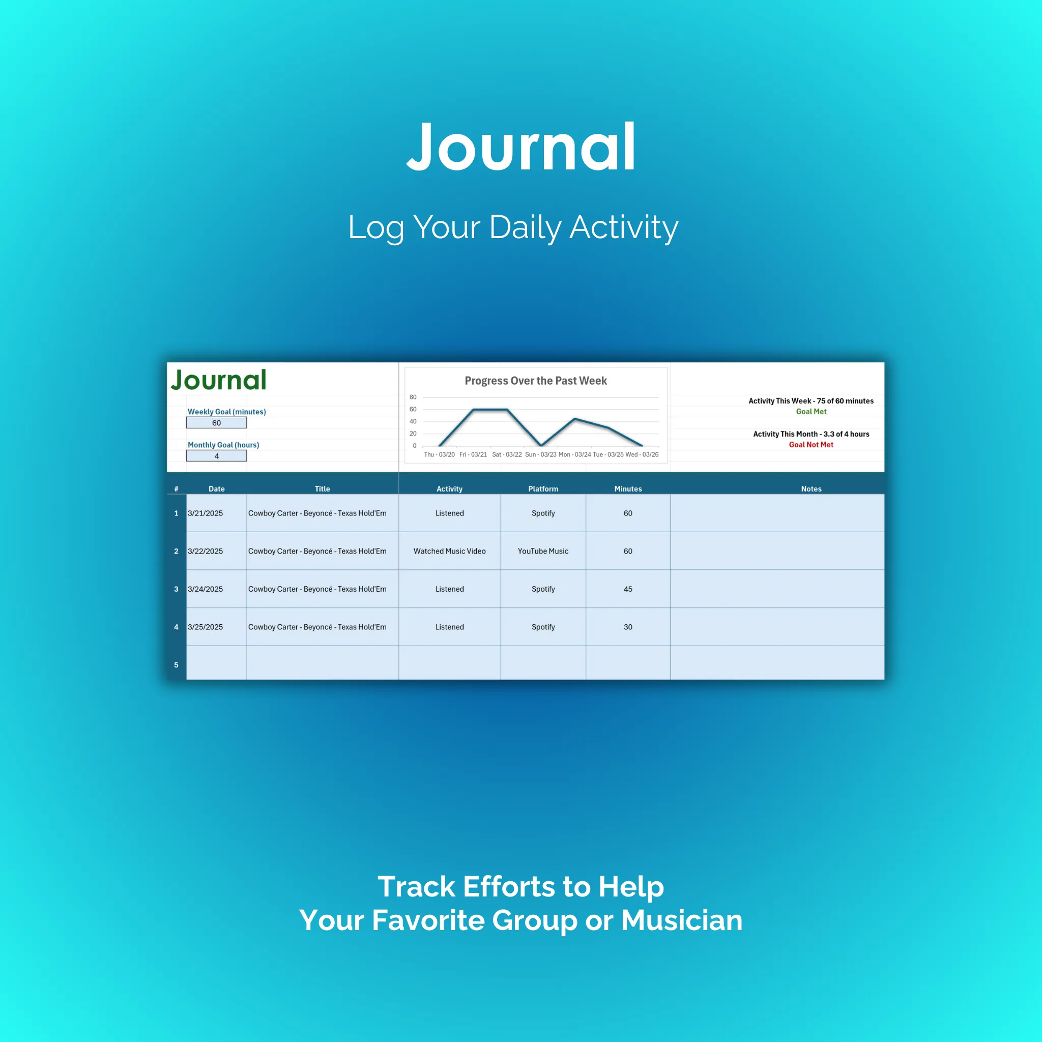 Music Tracker - Excel - Journal 