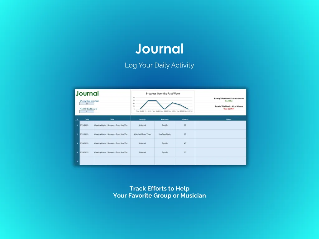 Music Tracker - Excel - Journal 