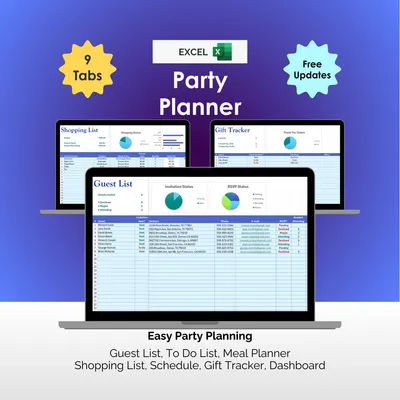 Party Planner - Excel - Birthday, Graduation, Retirement - Any Event