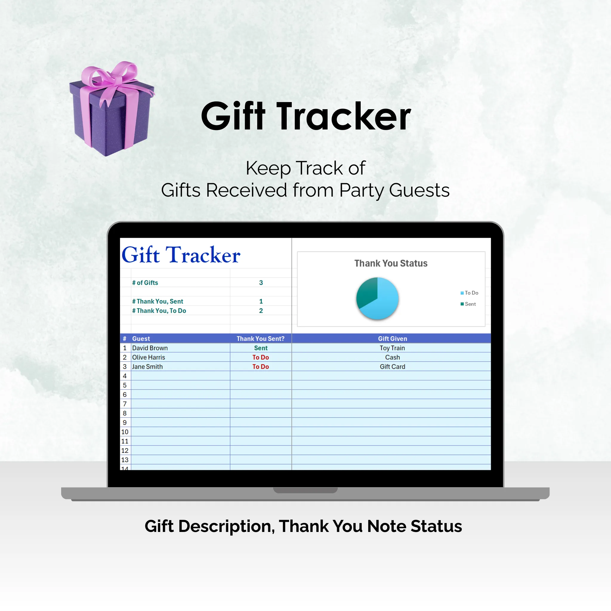 Party Planner - Excel - Gift Tracker