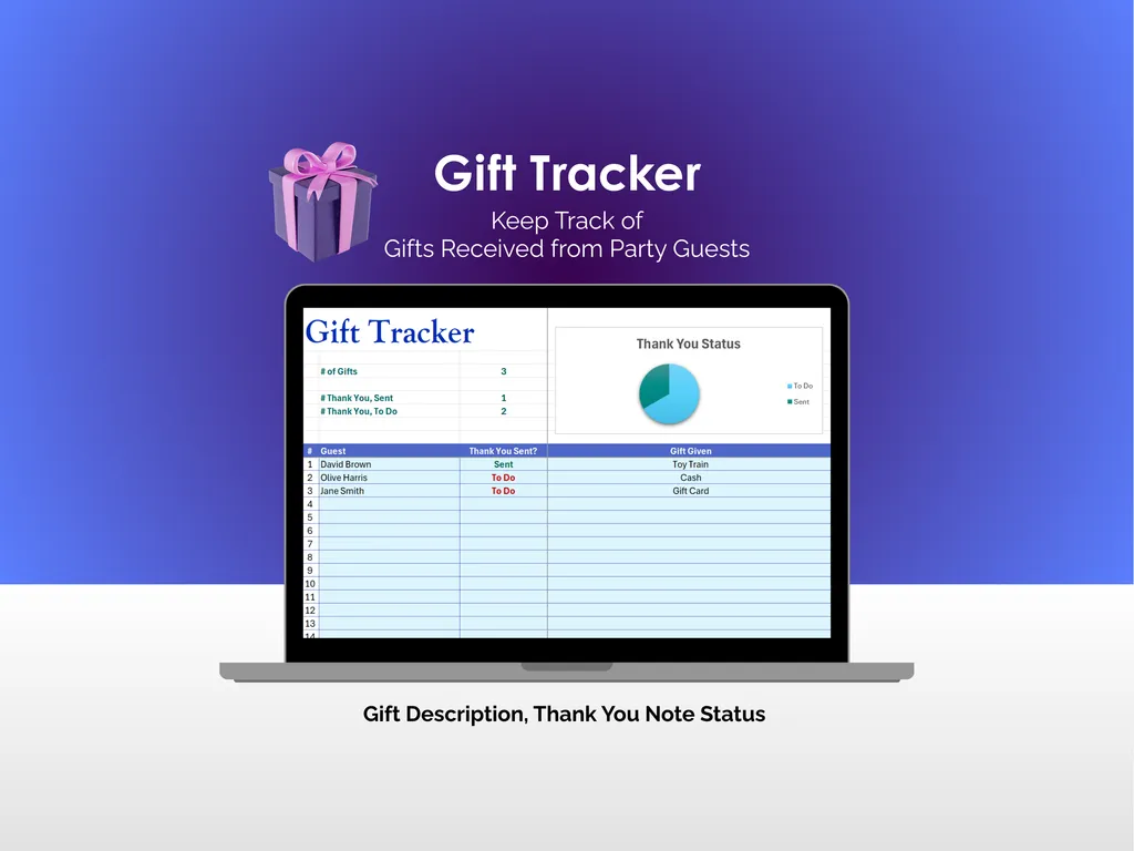 Party Planner - Excel - Gift Tracker