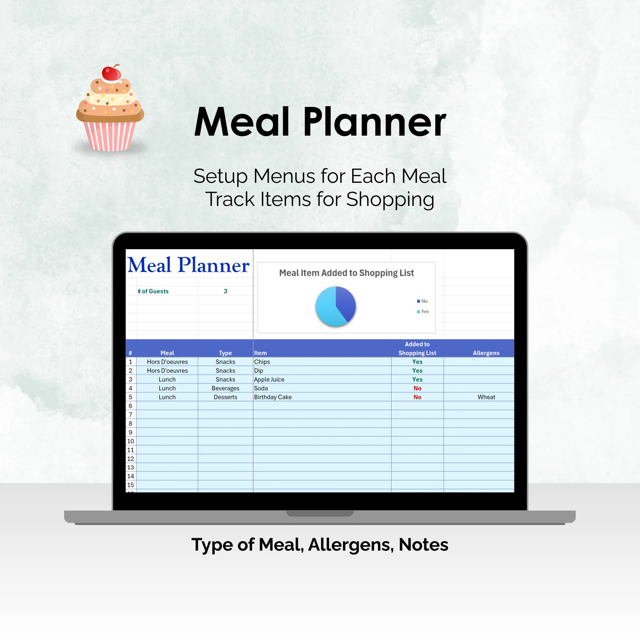Party Planner - Excel - Meal Planner